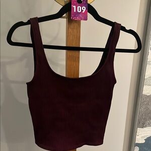 #109 Dynamite Burgundy Fitted Crop Tank Top Size S PTP 13